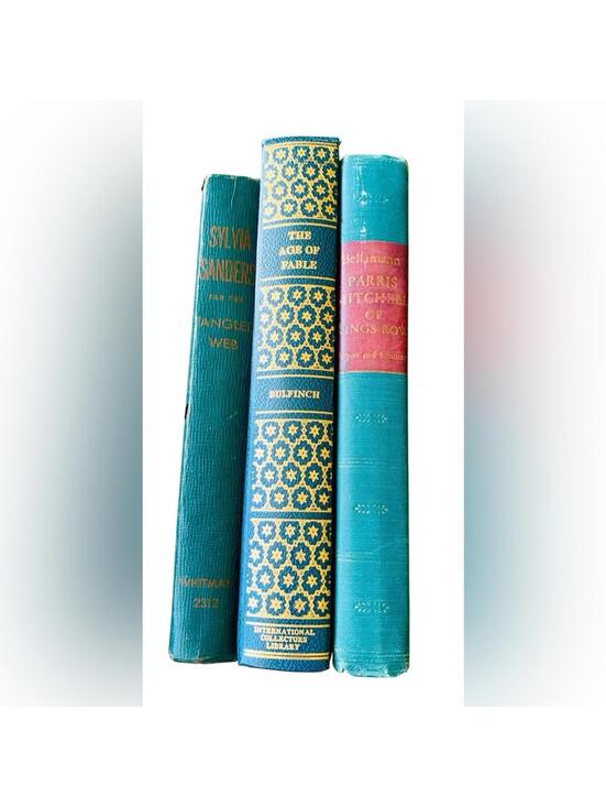 Other - Vintage Teal and Gold Coffee Table Book Set for Staging